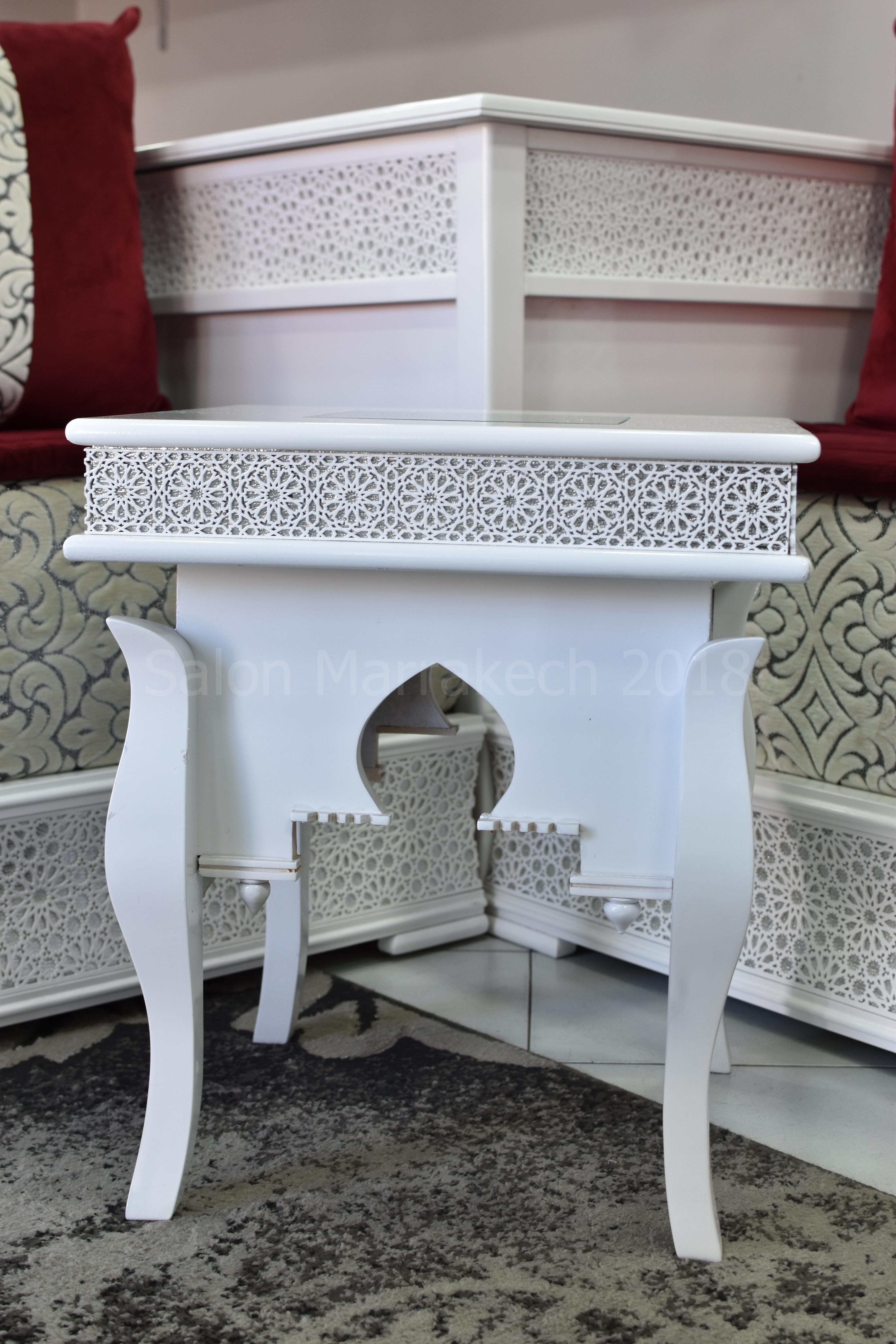 salon marocain Saphir blanc - Salon Marocain Moderne sur mesure